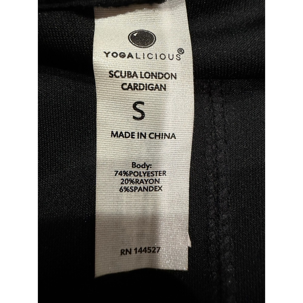 Yogalicious Scuba London Cardigan Black Open Front Thumbhole Wrap Jacket Small - Picture 4 of 7